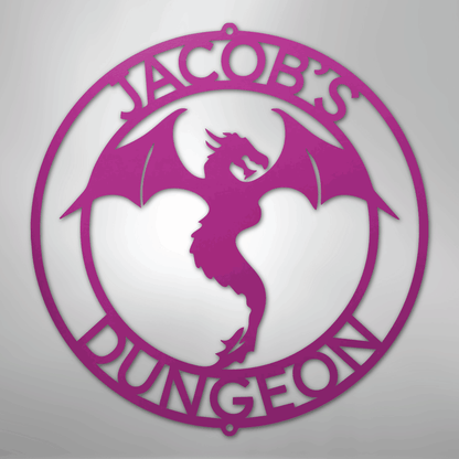Custom Metal Wall Art - Personalized Dragon Sign Purple