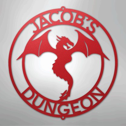 Custom Metal Wall Art - Personalized Dragon Sign Red