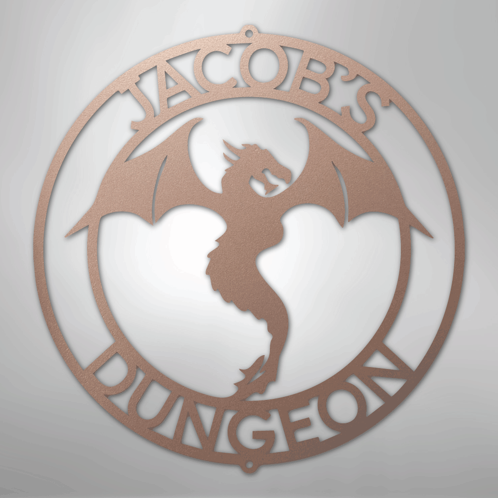 Custom Metal Wall Art - Personalized Dragon Sign Rose