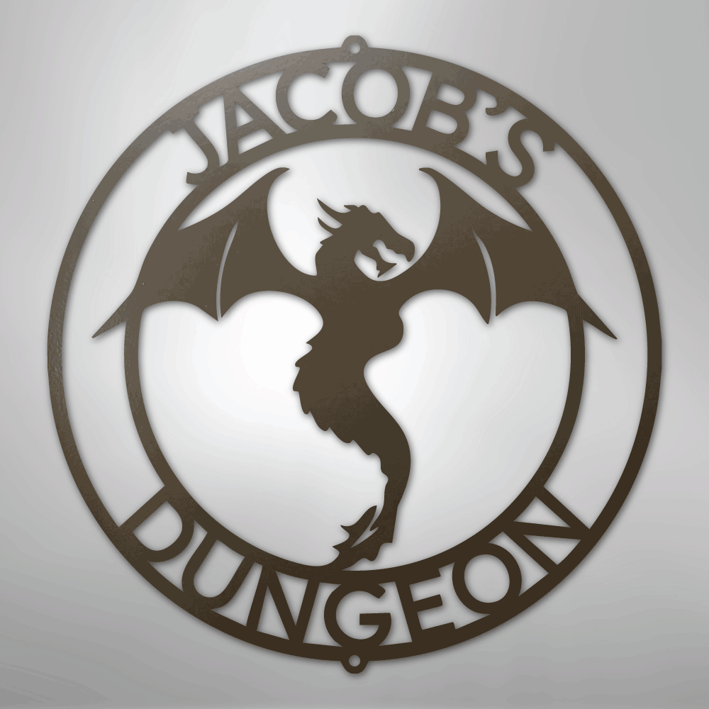 Custom Metal Wall Art - Personalized Dragon Sign Stone