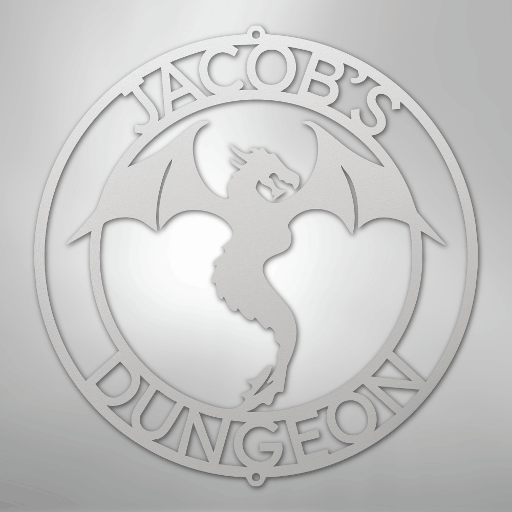Custom Metal Wall Art - Personalized Dragon Sign White