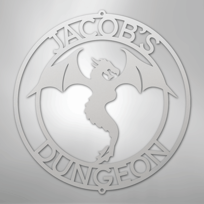 Custom Metal Wall Art - Personalized Dragon Sign White
