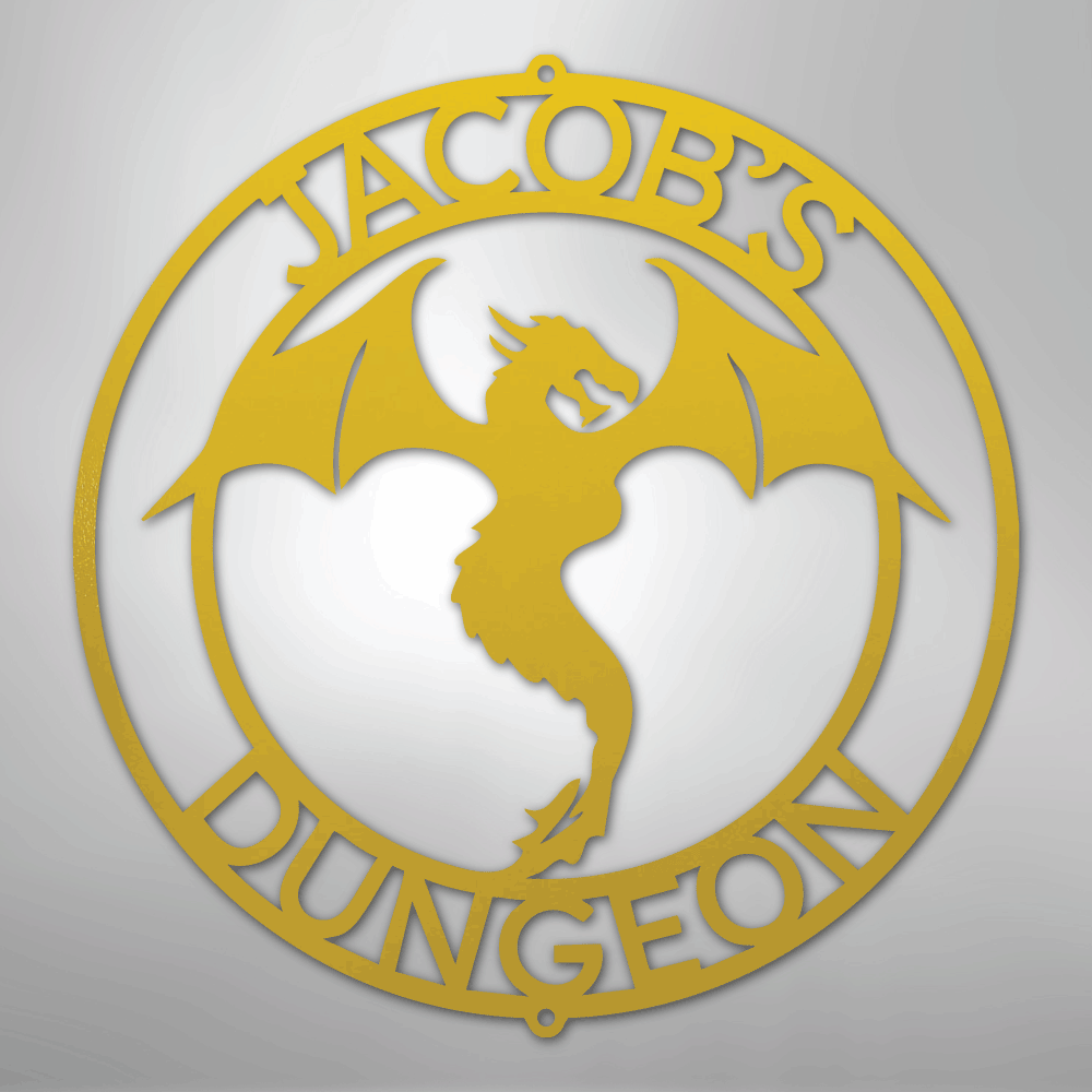 Custom Metal Wall Art - Personalized Dragon Sign Yellow