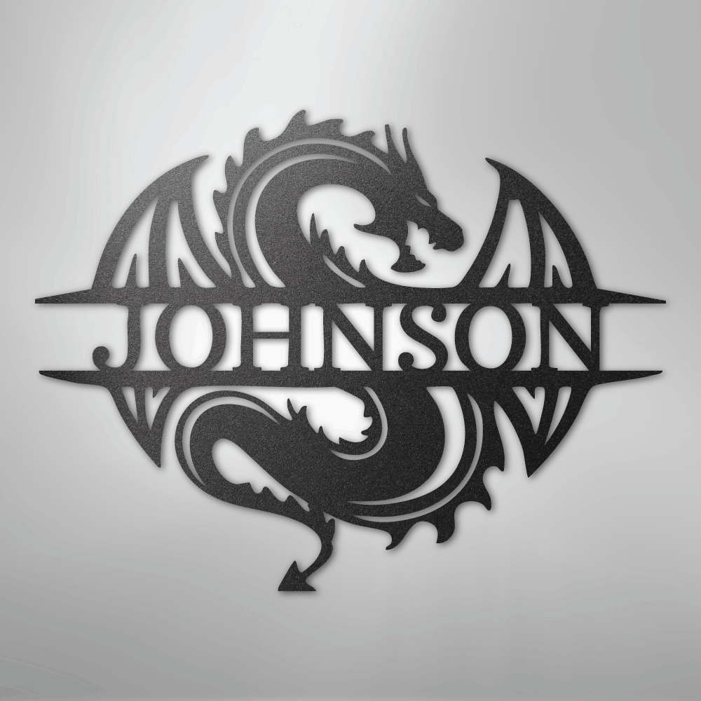 Custom Metal Wall Art - Personalized Celtic Dragon Monogram Sign