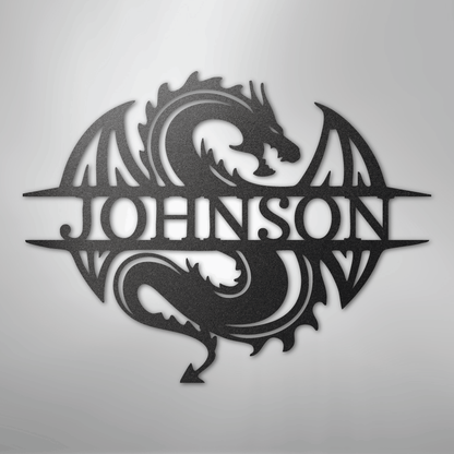 Custom Metal Wall Art - Personalized Celtic Dragon Monogram Sign
