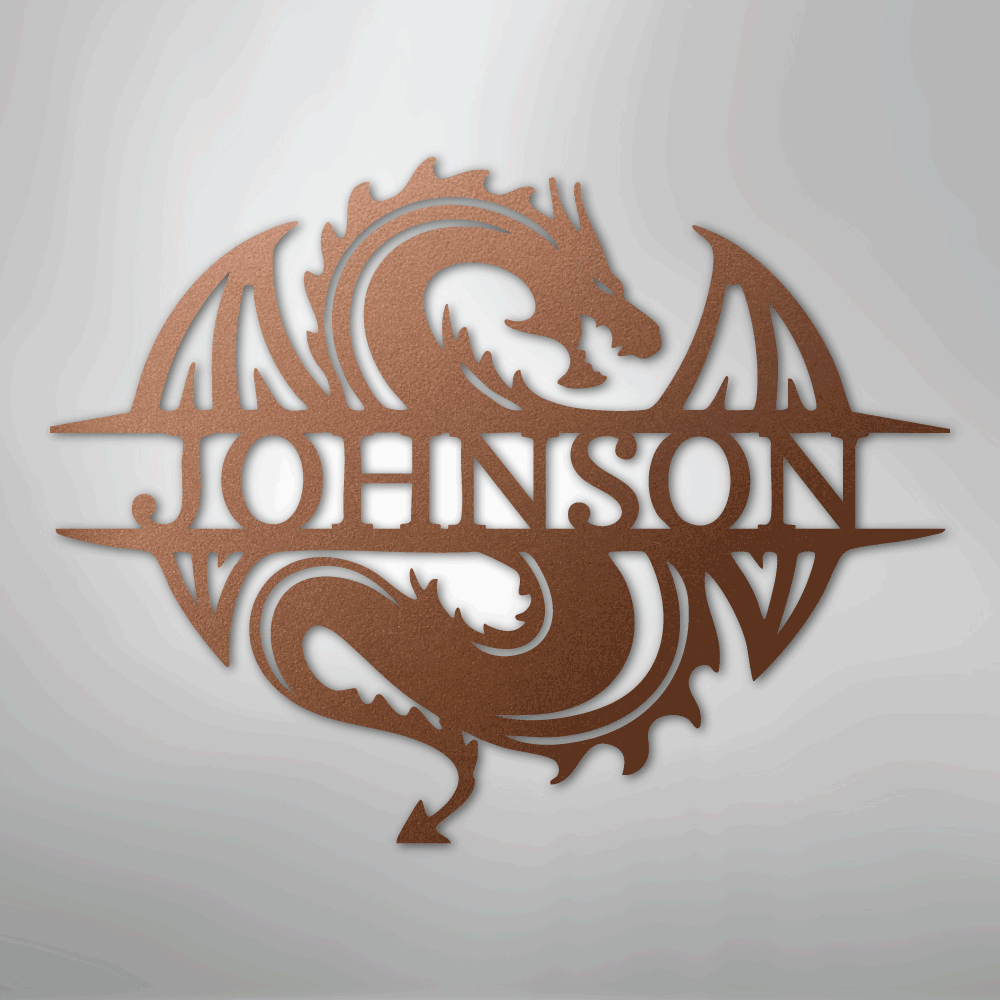 Custom Metal Wall Art - Personalized Celtic Dragon Monogram Sign Copper