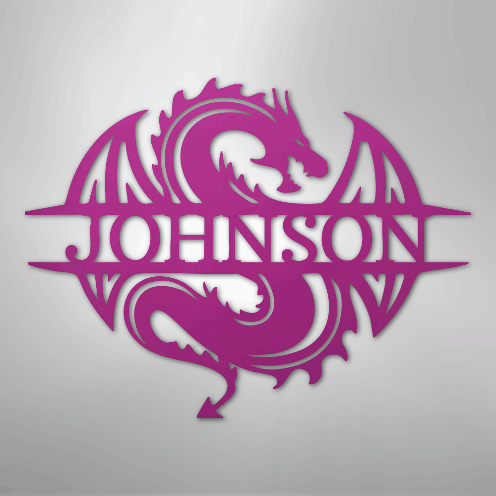 Custom Metal Wall Art - Personalized Celtic Dragon Monogram Sign Purple