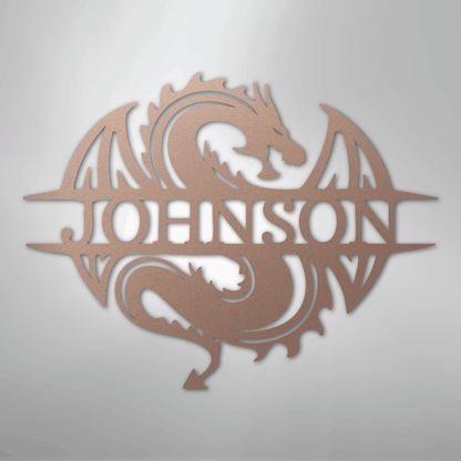 Custom Metal Wall Art - Personalized Celtic Dragon Monogram Sign Rose