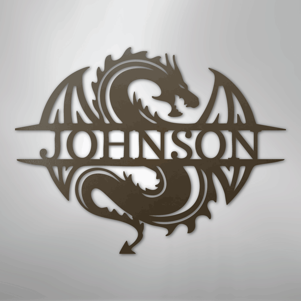 Custom Metal Wall Art - Personalized Celtic Dragon Monogram Sign Stone