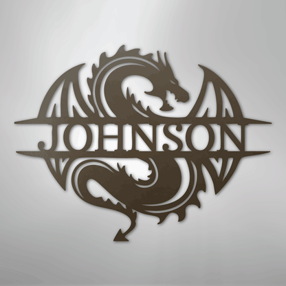 Custom Metal Wall Art - Personalized Celtic Dragon Monogram Sign Stone