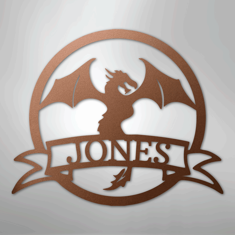 Custom Metal Wall Art - Personalized Dragon Name Sign Copper