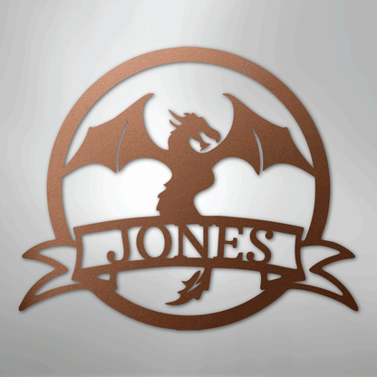 Custom Metal Wall Art - Personalized Dragon Name Sign Copper