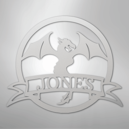 Custom Metal Wall Art - Personalized Dragon Name Sign White