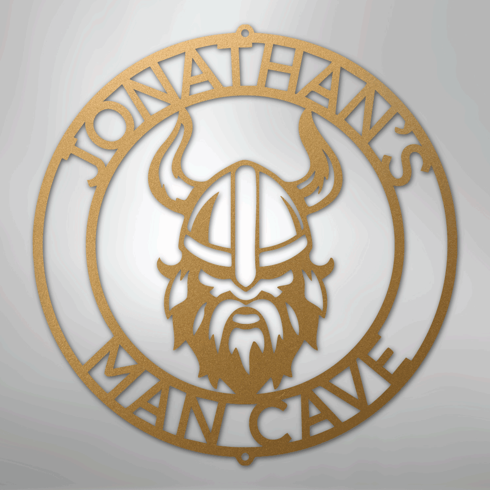 Custom Metal Wall Art - Personalized Viking Circle Monogram Sign Gold