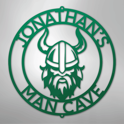 Custom Metal Wall Art - Personalized Viking Circle Monogram Sign Green