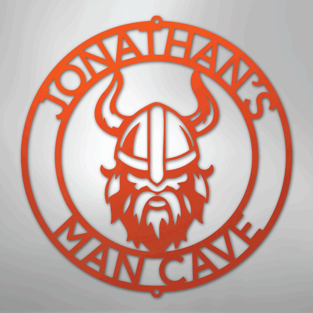 Custom Metal Wall Art - Personalized Viking Circle Monogram Sign Orange