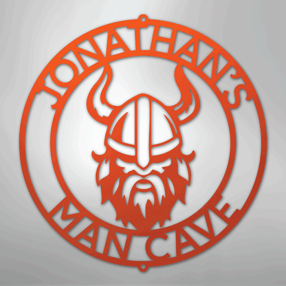 Custom Metal Wall Art - Personalized Viking Circle Monogram Sign Orange