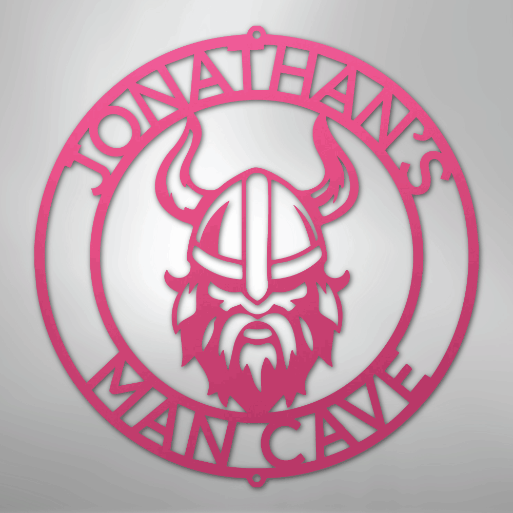 Custom Metal Wall Art - Personalized Viking Circle Monogram Sign Pink