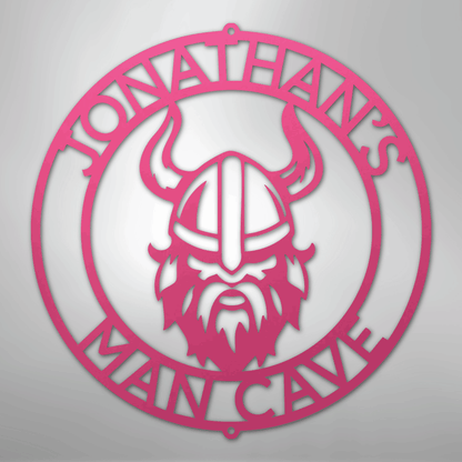 Custom Metal Wall Art - Personalized Viking Circle Monogram Sign Pink