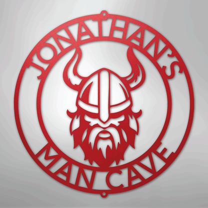 Custom Metal Wall Art - Personalized Viking Circle Monogram Sign Red