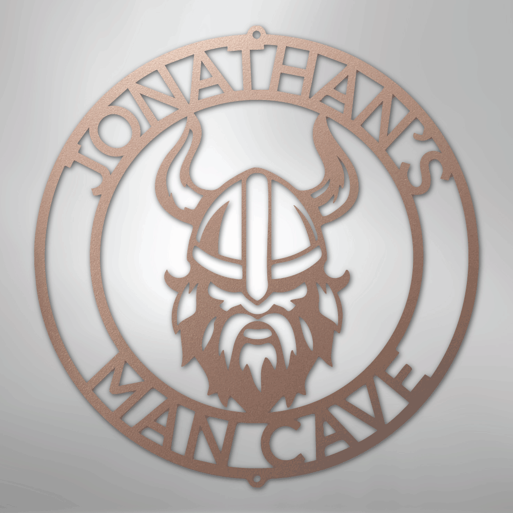 Custom Metal Wall Art - Personalized Viking Circle Monogram Sign Rose
