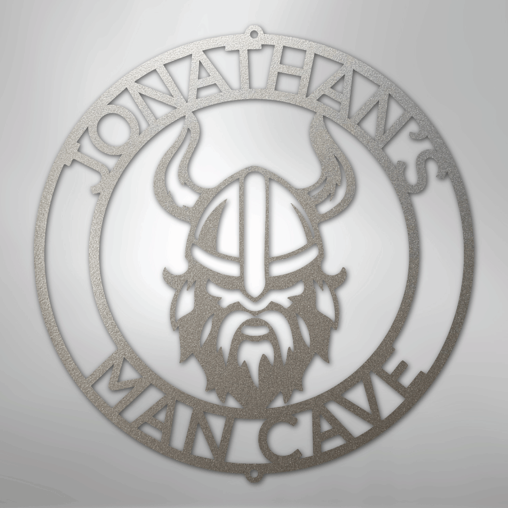 Custom Metal Wall Art - Personalized Viking Circle Monogram Sign Silver