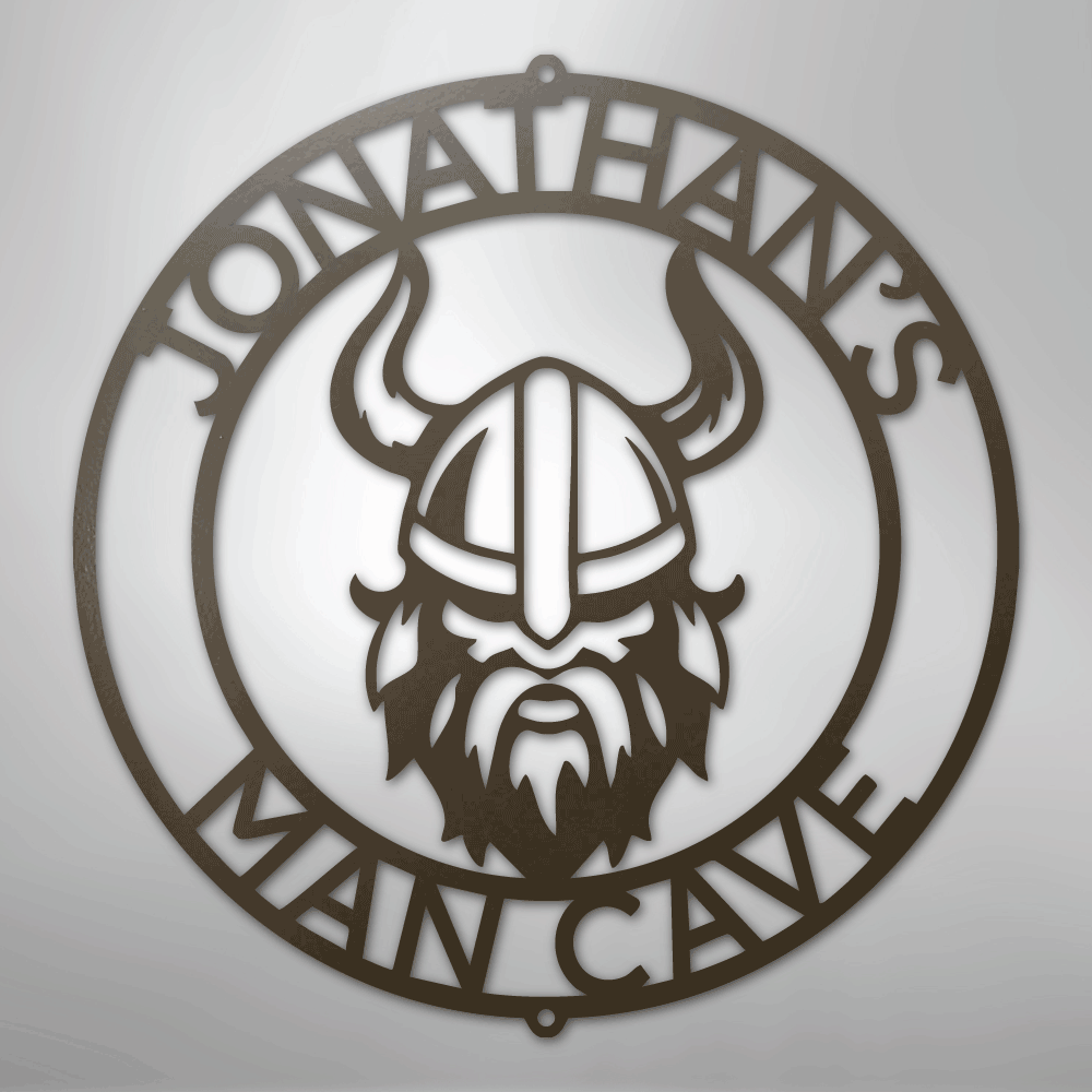 Custom Metal Wall Art - Personalized Viking Circle Monogram Sign Stone