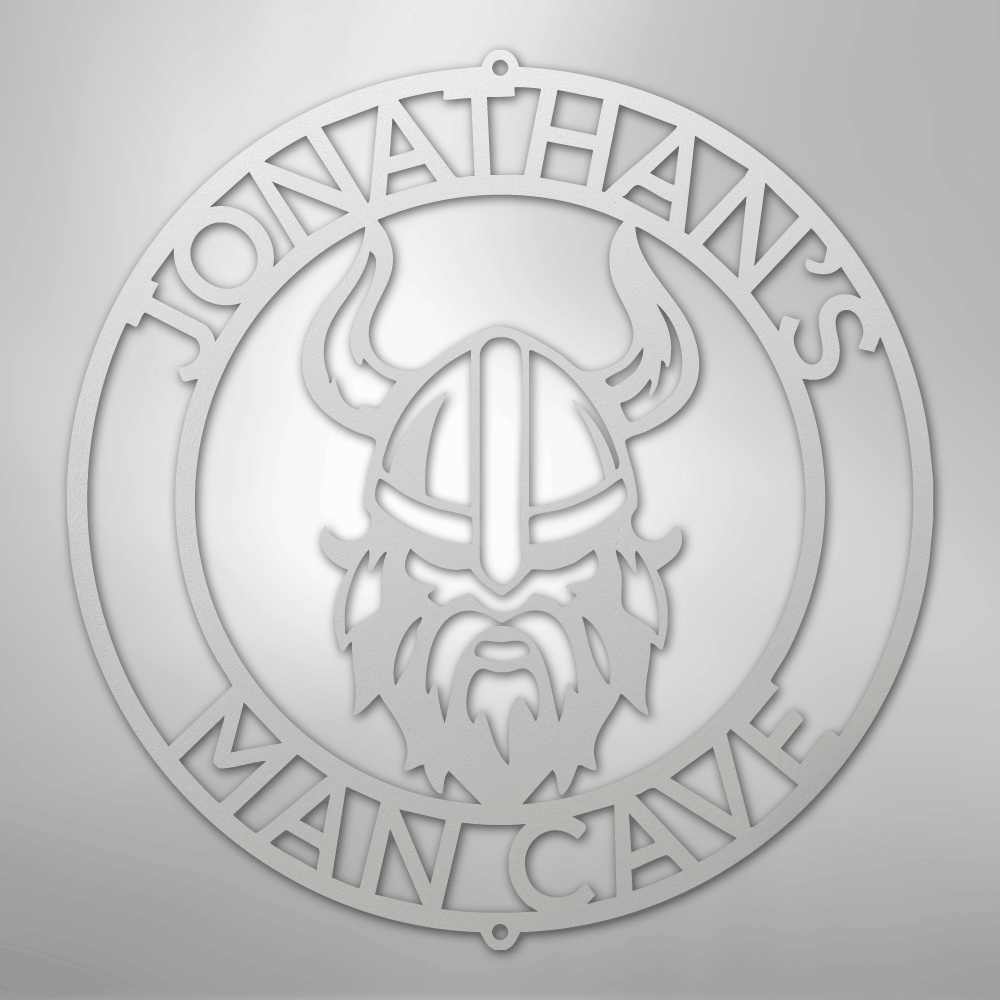 Custom Metal Wall Art - Personalized Viking Circle Monogram Sign White