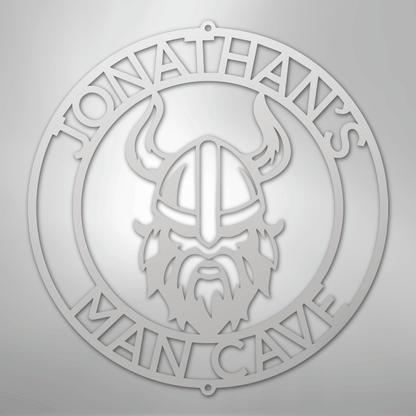 Custom Metal Wall Art - Personalized Viking Circle Monogram Sign White