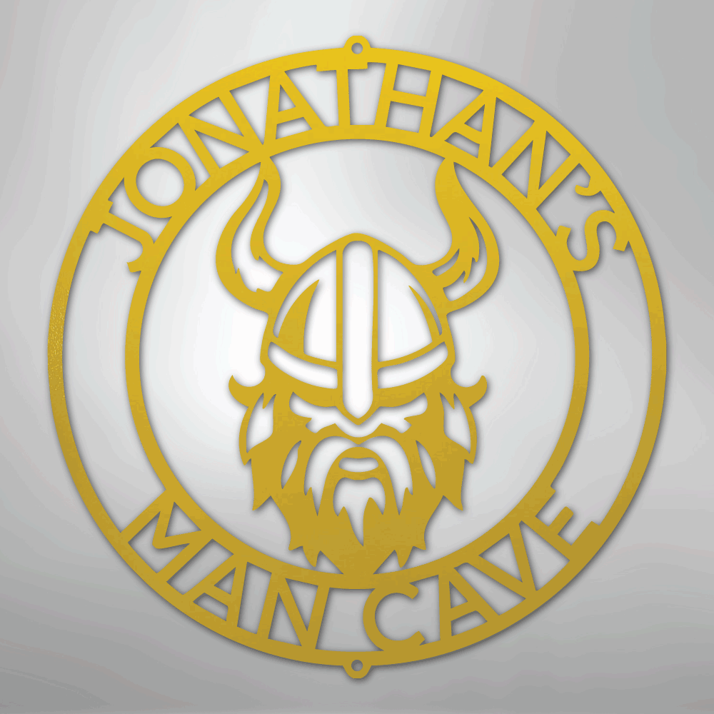 Custom Metal Wall Art - Personalized Viking Circle Monogram Sign Yellow