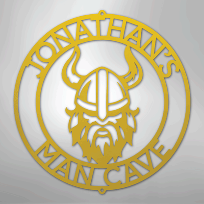 Custom Metal Wall Art - Personalized Viking Circle Monogram Sign Yellow