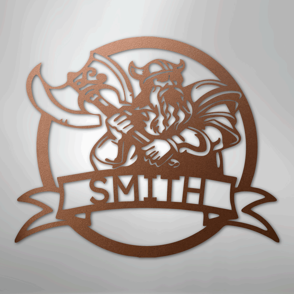 Custom Metal Wall Art - Personalized Viking Warrior Sign Copper