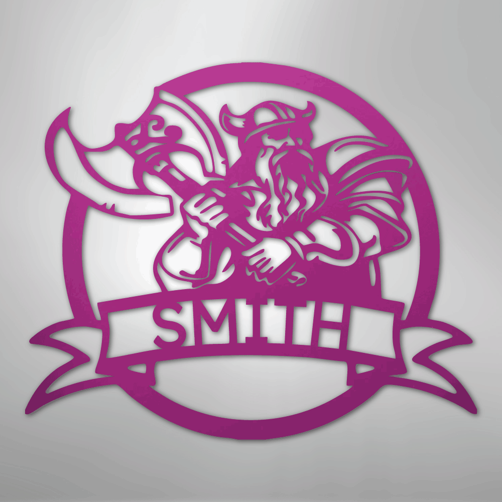 Custom Metal Wall Art - Personalized Viking Warrior Sign Purple