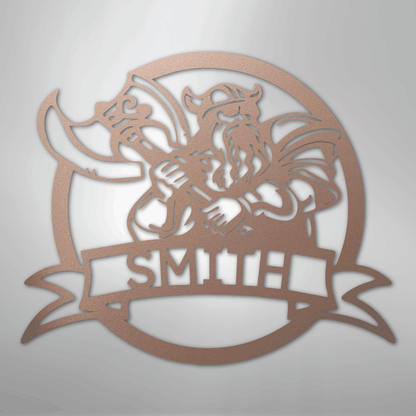 Custom Metal Wall Art - Personalized Viking Warrior Sign Rose