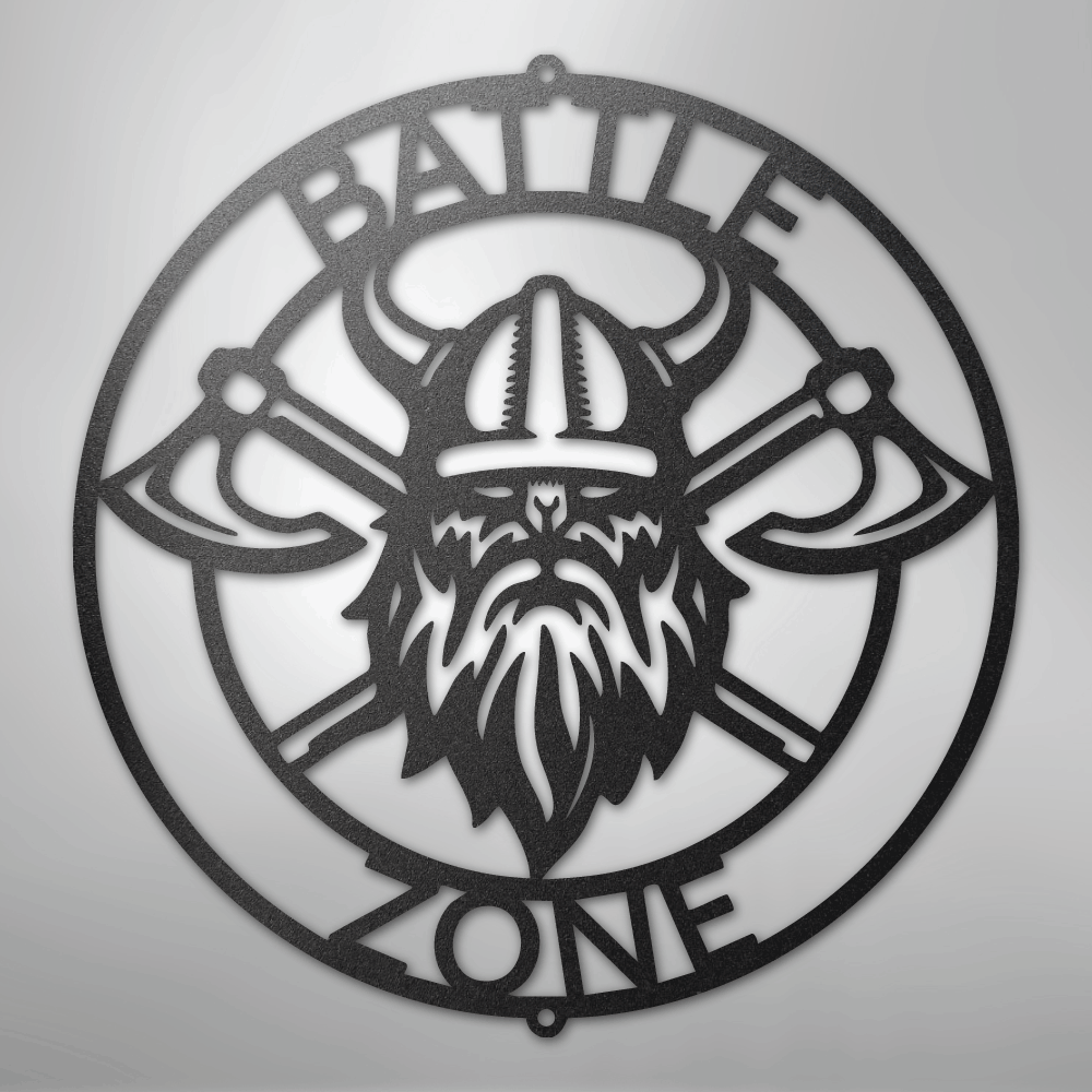 Custom Metal Wall Art - Viking Axe Circle Monogram Sign