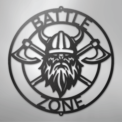 Custom Metal Wall Art - Viking Axe Circle Monogram Sign