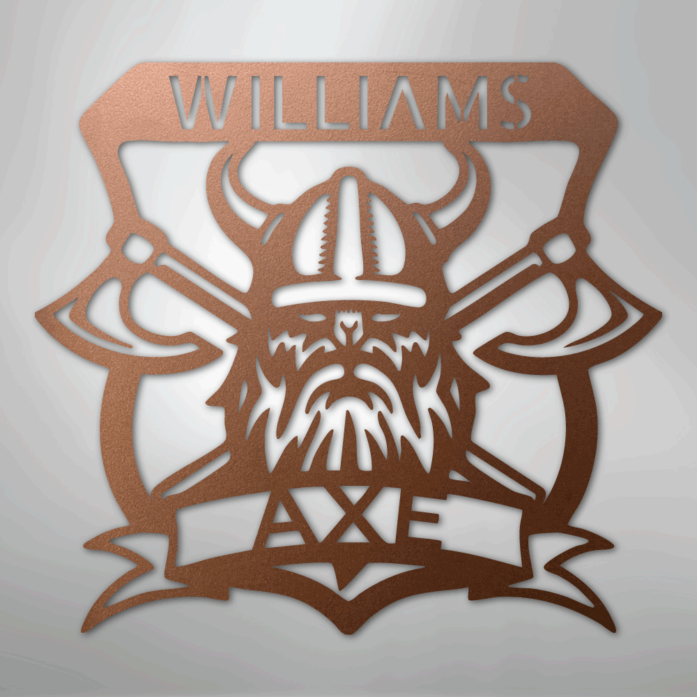 Custom Metal Wall Art - Personalized Viking Axe Sign Copper