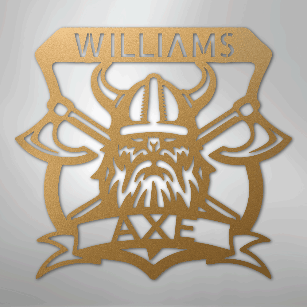 Custom Metal Wall Art - Personalized Viking Axe Sign Gold