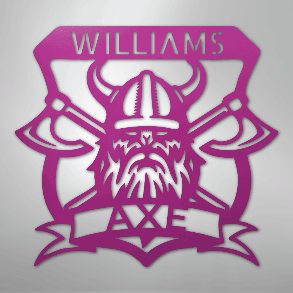 Custom Metal Wall Art - Personalized Viking Axe Sign Purple