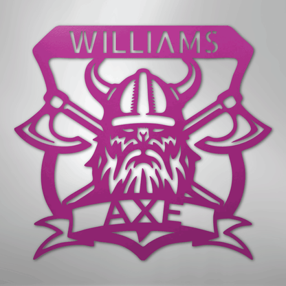 Custom Metal Wall Art - Personalized Viking Axe Sign Purple