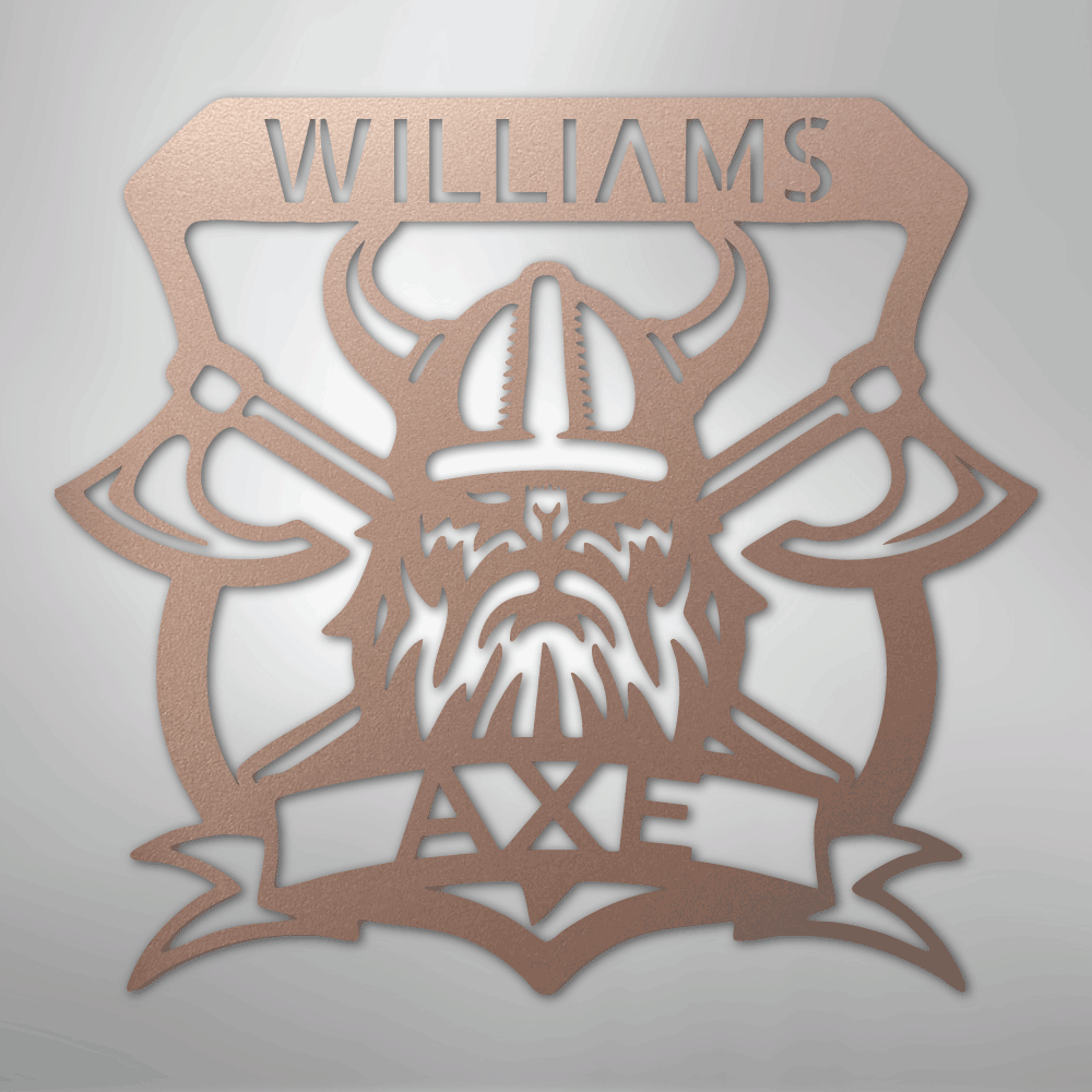 Custom Metal Wall Art - Personalized Viking Axe Sign Rose