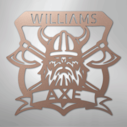 Custom Metal Wall Art - Personalized Viking Axe Sign Rose