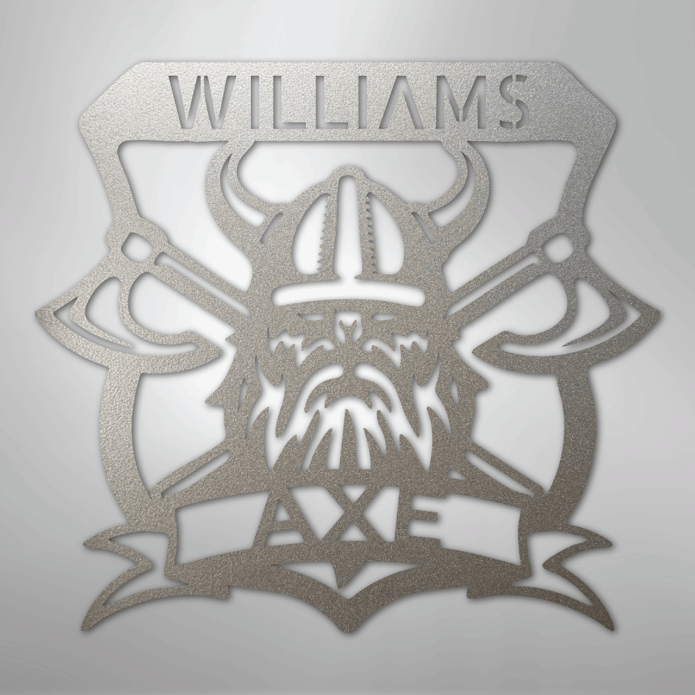 Custom Metal Wall Art - Personalized Viking Axe Sign Silver
