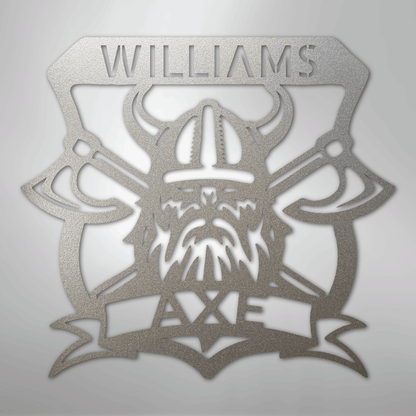Custom Metal Wall Art - Personalized Viking Axe Sign Silver