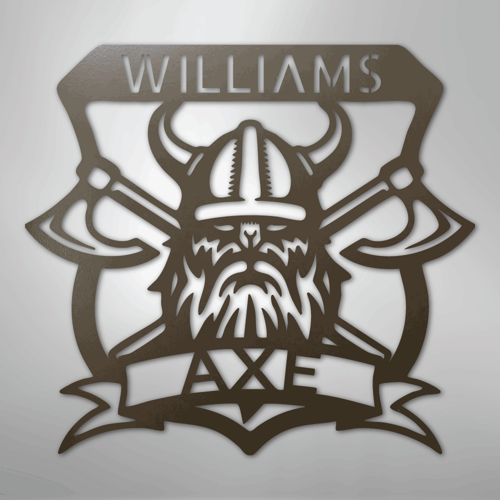 Custom Metal Wall Art - Personalized Viking Axe Sign Stone