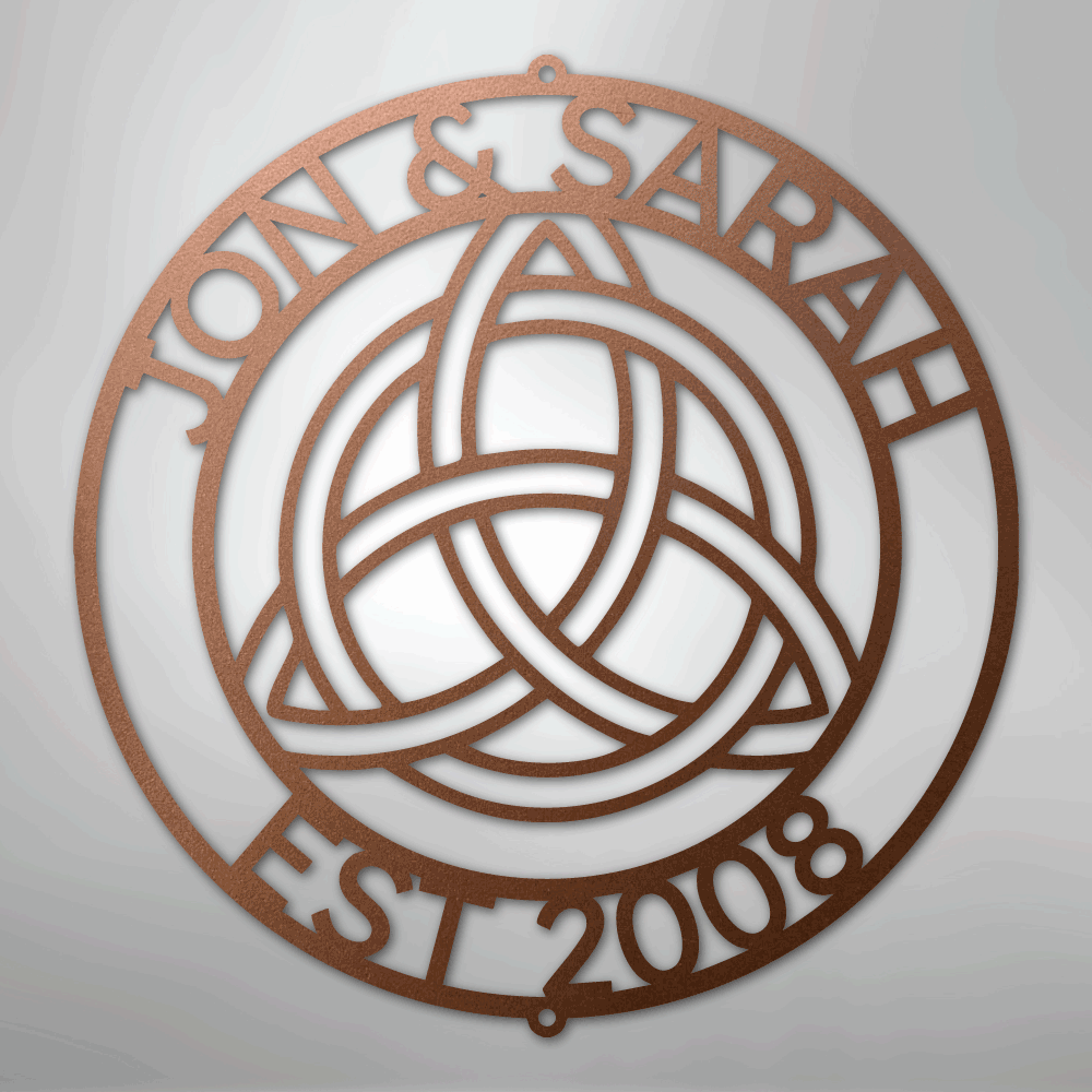 Custom Metal Wall Art - Personalized Celtic Knot Circle Monogram Sign Copper