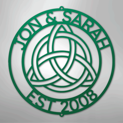 Custom Metal Wall Art - Personalized Celtic Knot Circle Monogram Sign Green