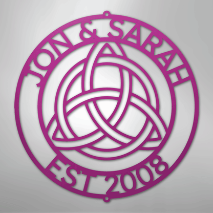 Custom Metal Wall Art - Personalized Celtic Knot Circle Monogram Sign Purple
