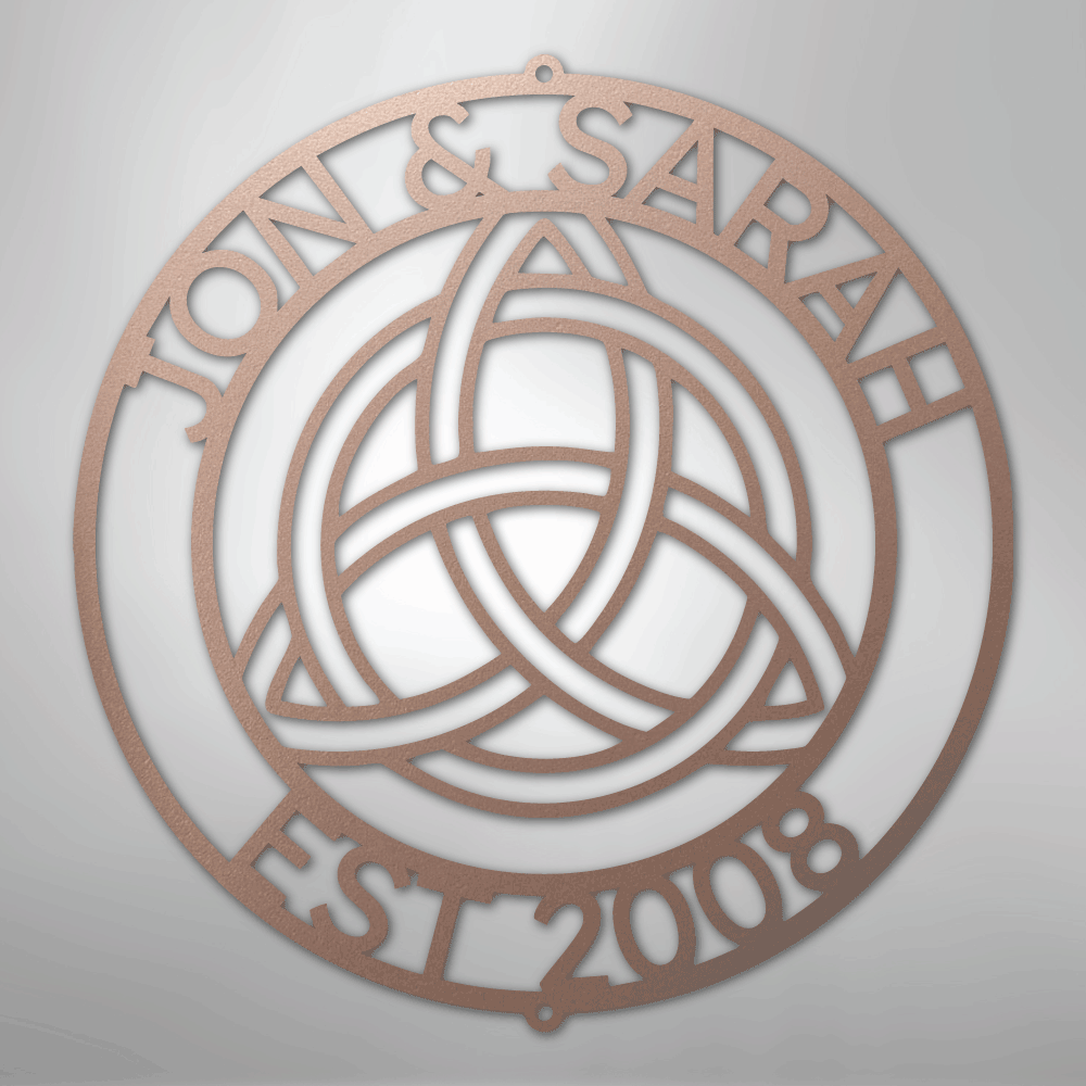 Custom Metal Wall Art - Personalized Celtic Knot Circle Monogram Sign Rose