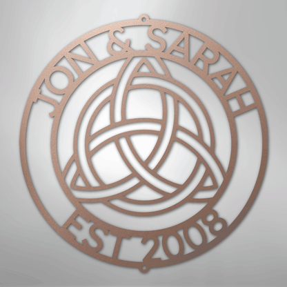Custom Metal Wall Art - Personalized Celtic Knot Circle Monogram Sign Rose